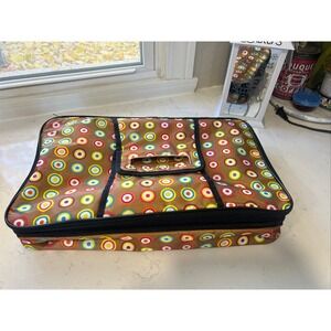 Insulated Casserole Carrier Bag Brown Colorful Circles Zippered with Handles